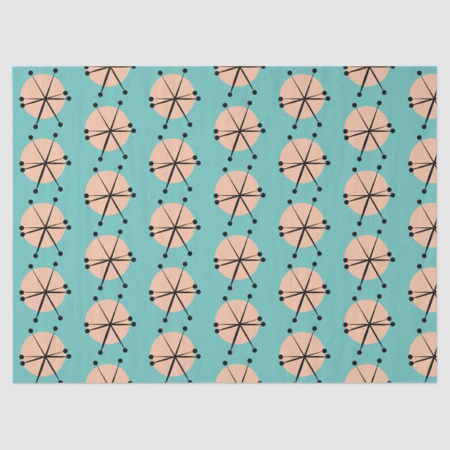 Papier Mousseline Motif Retro Atomic Stars (Recto)