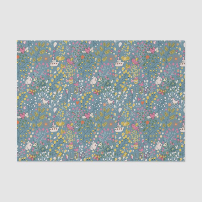 Papier Mousseline Motif romantique abstrait avec la bande dessinée (Recto)