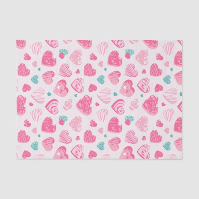Papier Mousseline Motif romantique doux Cœur rose pour la Saint-Vale (Recto)