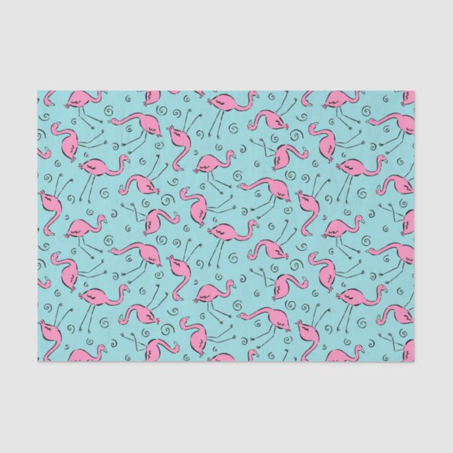 Papier Mousseline Motif rose de Flamants roses (Recto)