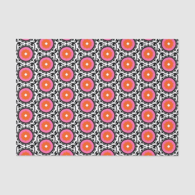 Papier Mousseline Motif rose de Suzani (Recto)