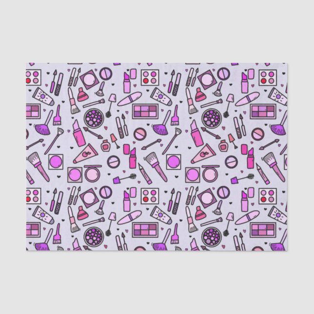 Papier Mousseline Motif rose illustré de maquillage (Recto)