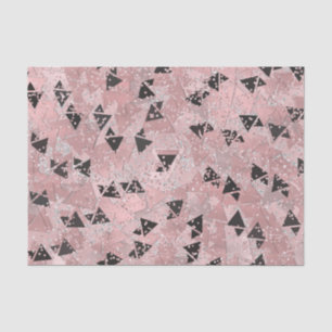 Papier Mousseline Motif Rose rose or et triangles noir