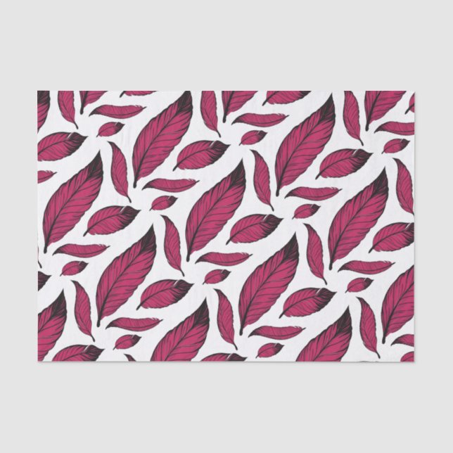 Papier Mousseline Motif rose vibrant de plume (Recto)