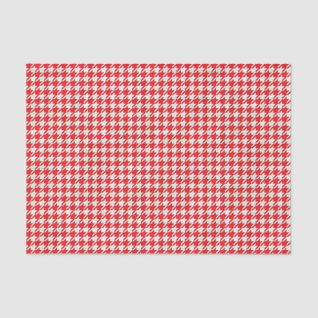 Papier Mousseline Motif rouge et blanc de pied-de-poule (Recto)