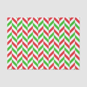 Papier Mousseline Motif rouge et vert Herringbone Noël