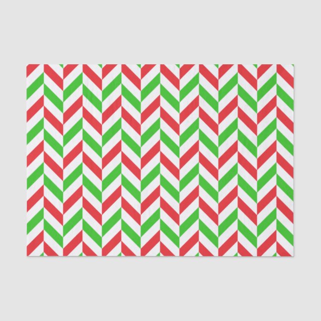 Papier Mousseline Motif rouge et vert Herringbone Noël (Recto)