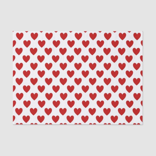 Papier Mousseline Motif rouge mignon de coeurs (Recto)