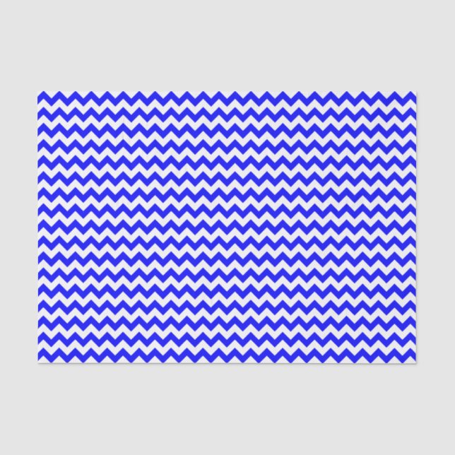 Papier Mousseline Motif royal bleu et blanc chevron personnalisé (Recto)