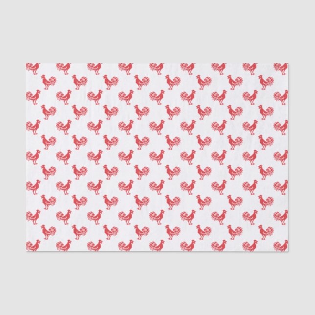 Papier Mousseline Motif sans couture de coqs rouges (Recto)