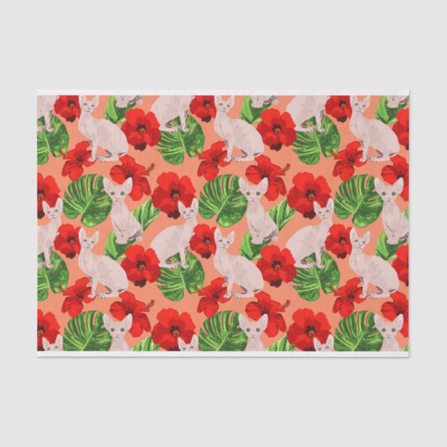 Papier Mousseline Motif sans couture de Sphynx de vecteur tropical (Recto)