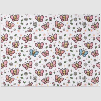 Papier Mousseline Motif sans couture floral Papillon Mignon Kawaii
