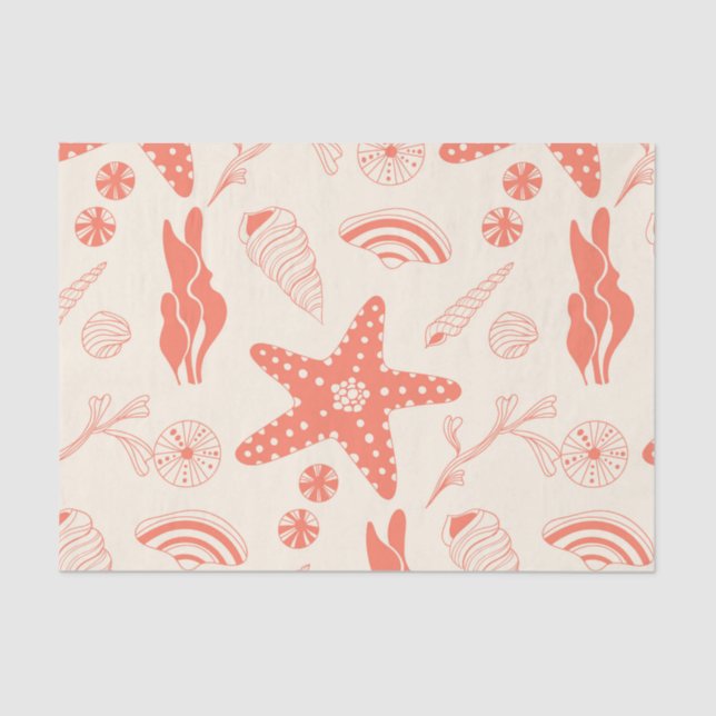 Papier Mousseline Motif sans joint avec coquillages (Recto)