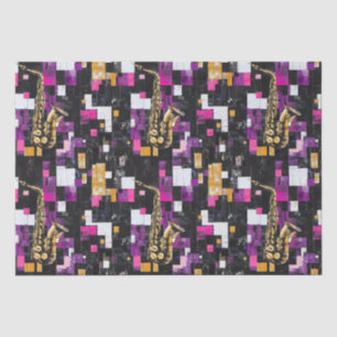 Papier Mousseline Motif saxophone coloré moderne