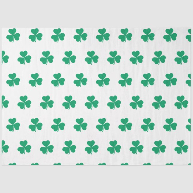 Papier Mousseline Motif shamrock Vert Blanc St. Patrick's Day (Recto)