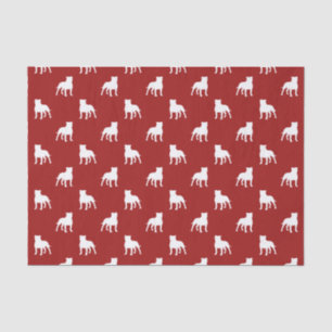 Papier Mousseline Motif Silhouettes Staffordshire Bull Terrier Rouge