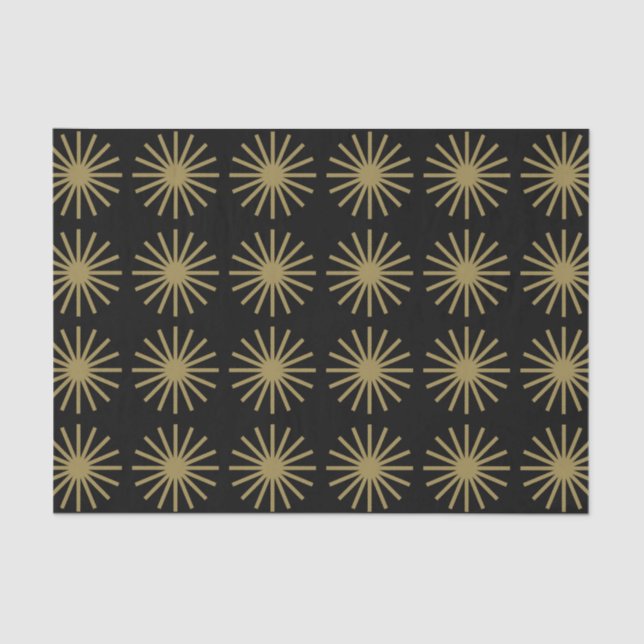 Papier Mousseline Motif Starburst Noir et Or (Recto)