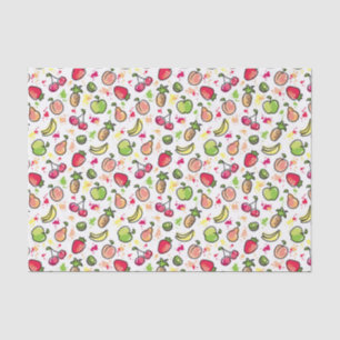 Papier Mousseline motif tiré par la main de fruits