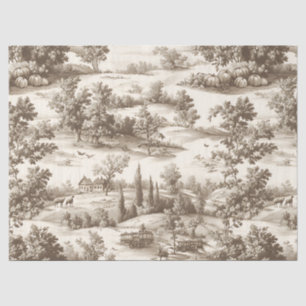 Papier Mousseline Motif Toile de Cottagecore Sépia Récolte Citrouill