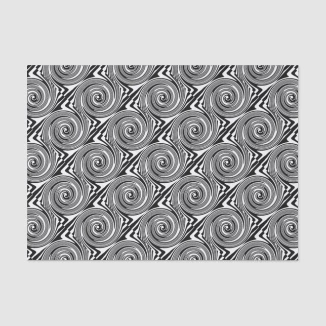 Papier Mousseline motif tourbillon noir et blanc (Recto)