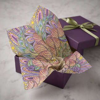 Papier Mousseline Motif tourbillonnant psychédélique bohème maximali