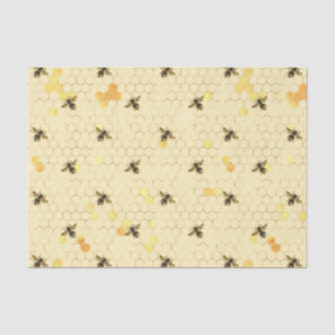 Papier Mousseline Motif Tournesol abeille en nid d'abeille Miel