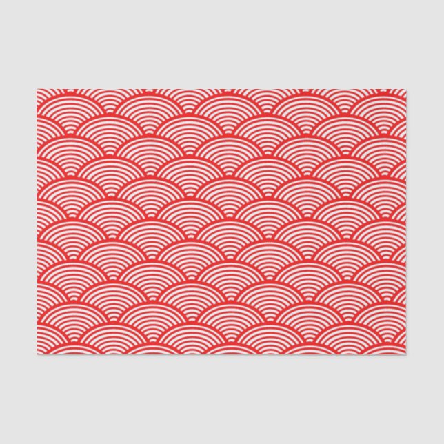 Papier Mousseline Motif traditionnel japonais rouge Nami Wave (Recto)