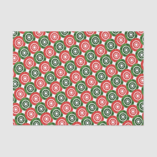 Papier Mousseline Motif tribal africain rouge et vert (Recto)