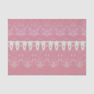 Papier Mousseline Motif Tribal Vintage Crâne de Taureau Rose Blanc