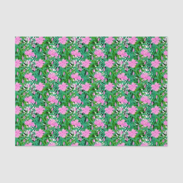 Papier Mousseline Motif tropical aux fleurs de la jungle (Recto)