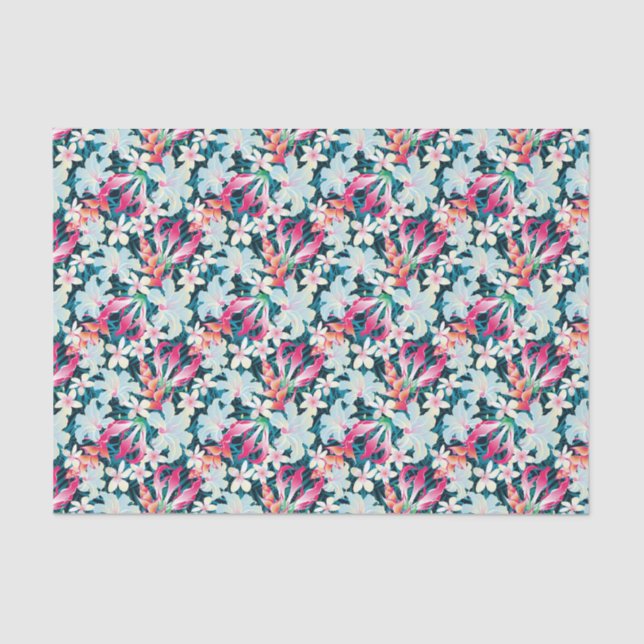 Papier Mousseline Motif tropical coloré (Recto)