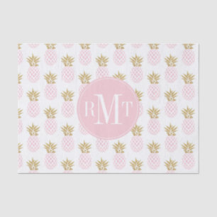 Papier Mousseline Motif tropical d'ananas d'or élégant de faux