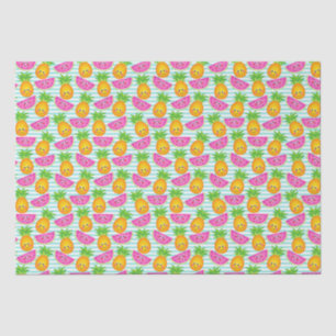 Papier Mousseline Motif tropical d'été à l'ananas et à la pastèque