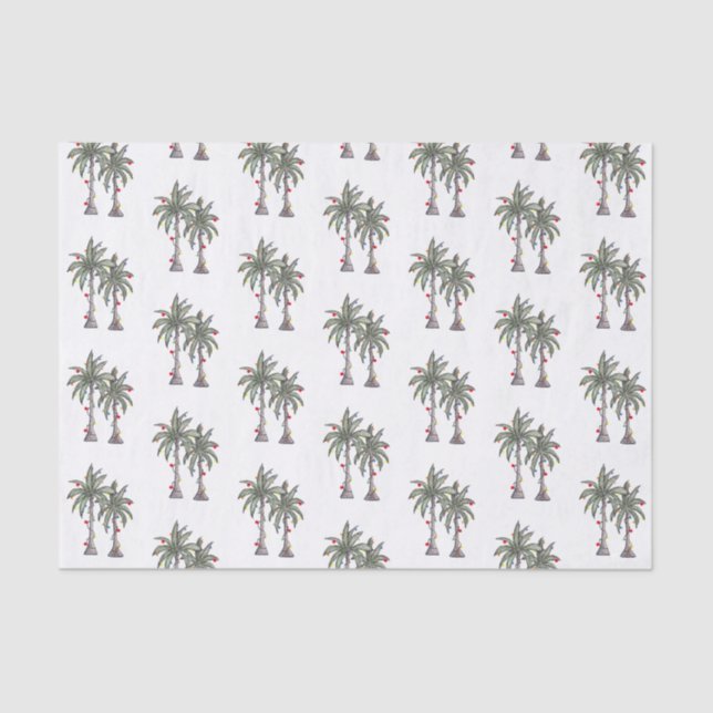 Papier Mousseline Motif Tropical Joyeux Palmiers de Noël (Recto)