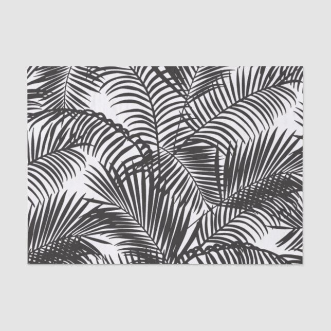 Papier Mousseline Motif tropical noir moderne de palmiers (Recto)
