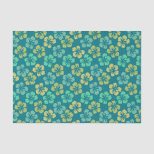 Papier Mousseline Motif Turquoise à fleur d'Hibiscus tropical
