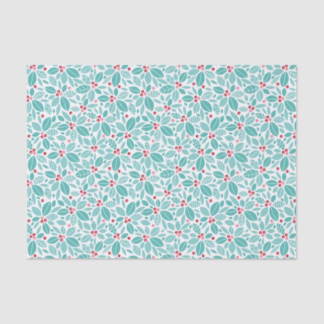 Papier Mousseline Motif turquoise de poinsettia (Recto)