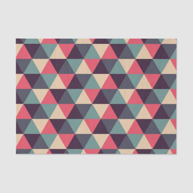 Papier Mousseline Motif turquoise et rose de triangle (Recto)
