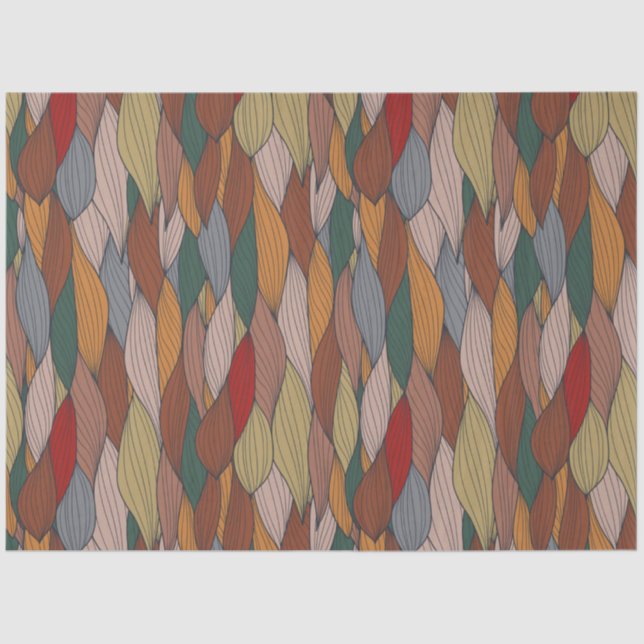 Papier Mousseline Motif unique Wavy avec rose orange Brown vert   (Recto)