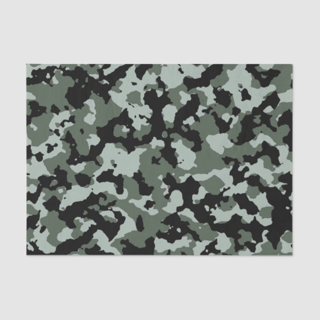 Papier Mousseline Motif vert militaire de camouflage (Recto)
