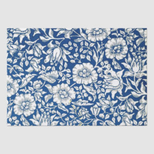 Papier Mousseline Motif vintage Blue Mallow