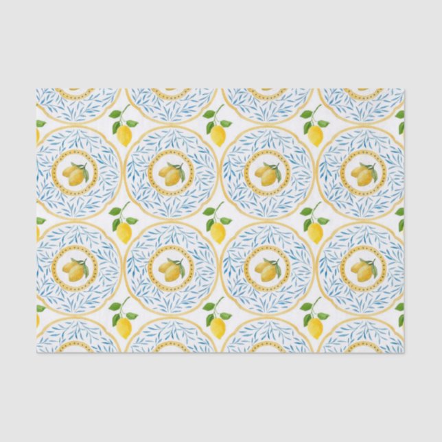 Papier Mousseline Motif Vintage Citron italien Découpage (Recto)