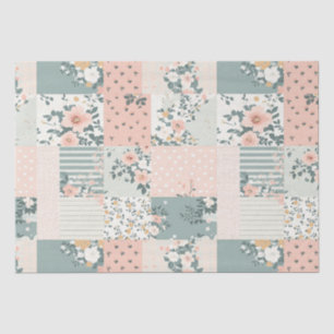 Papier Mousseline Motif vintage en écorce de fleurs - Pastel (1)