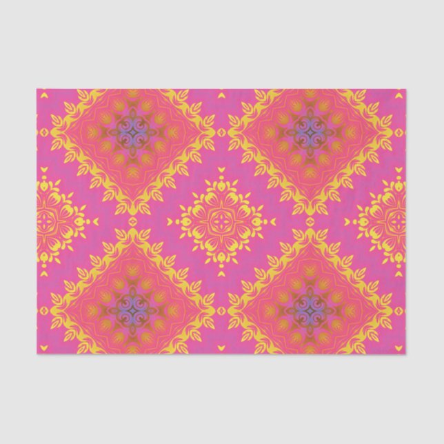Papier Mousseline Motif Vintage Pastel Pink (Recto)