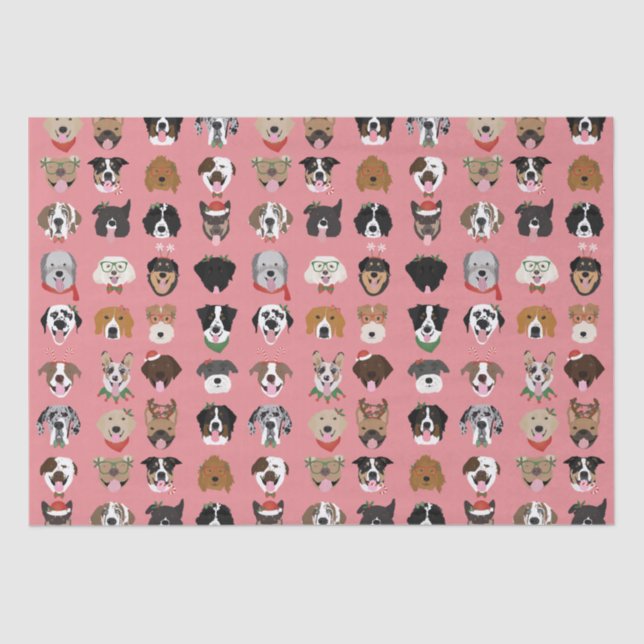 Papier Mousseline Motif visage chien de Noël (Recto)