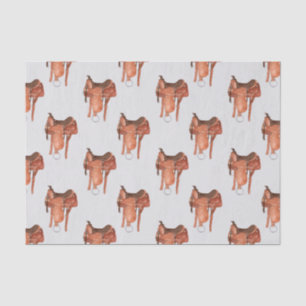 Papier Mousseline Motif Western Saddles