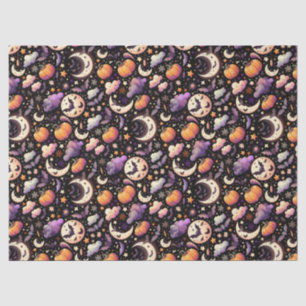Papier Mousseline Motif Whimsical Halloween Night Sky