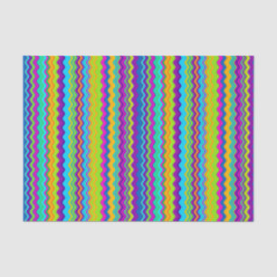 Papier Mousseline Motif Zigzag Rayé Multicolore Coloré