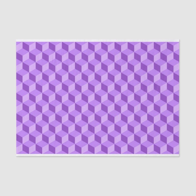 PAPIER MOUSSELINE MOTIFS DE CUBE GÉOMÉTRIQUE PURPLE CLAIR (Recto)