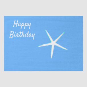 Papier Mousseline Motifs de Starfish Joyeux Anniversaire bleu marine